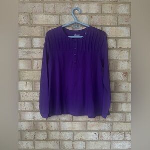 Easy Essentials Purple button-down shirt, long sleeves, casual, size L G